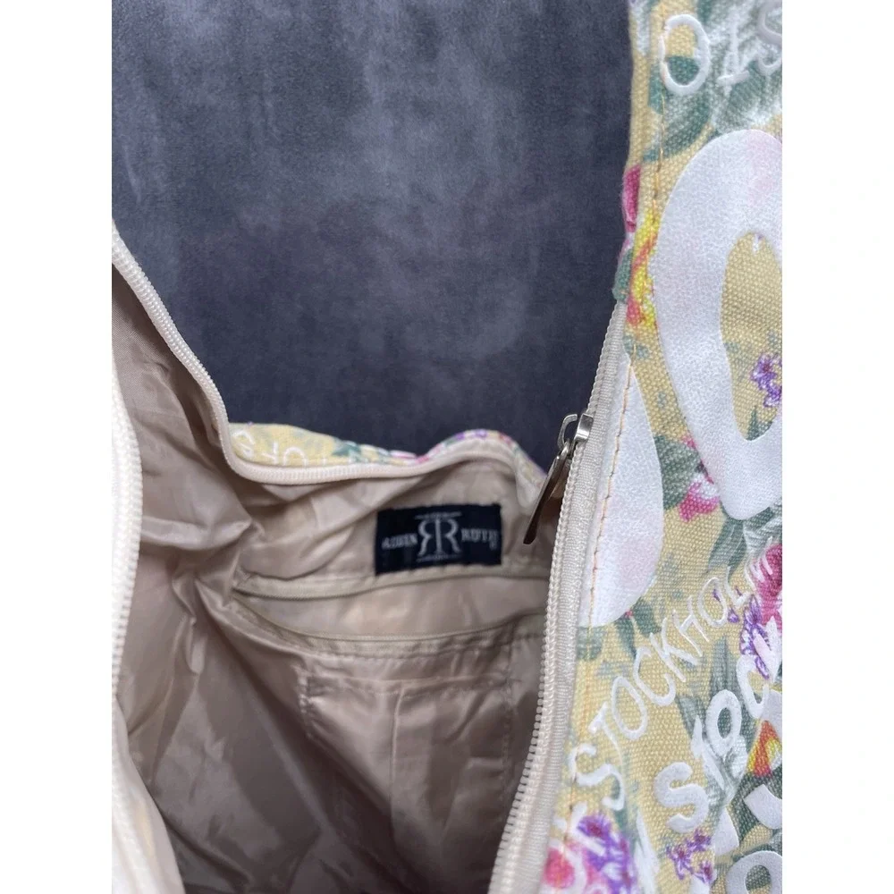 Robin Ruth Stockholm Sweden Floral Canvas Hobo Shoulder Bag Souvenir Travel